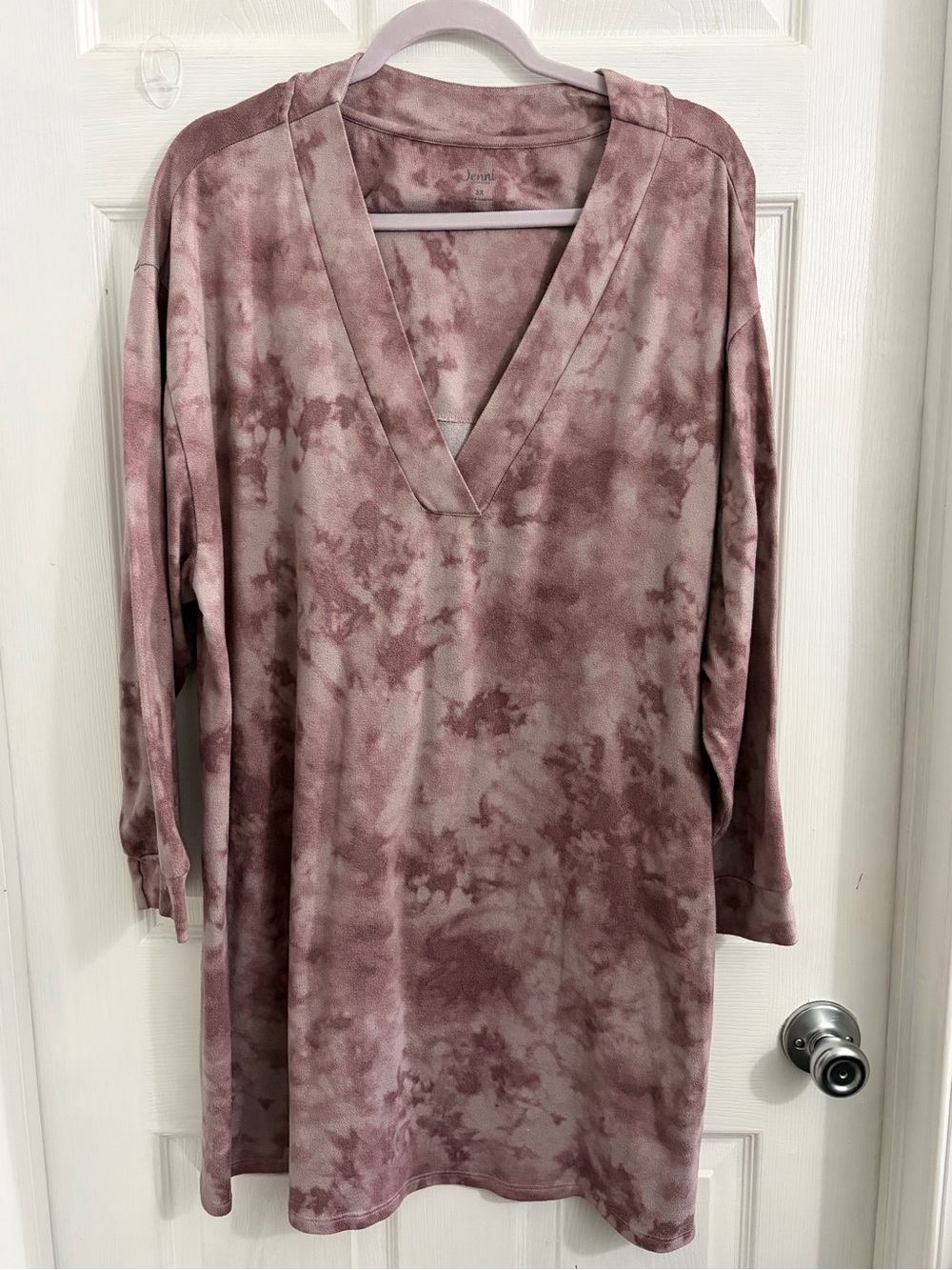 Jenni Dusty Rose Tie-Dye V-Neck Tunic. Size 3X $10